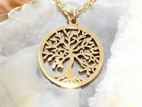 collier arbre de vie acier inoxydable argenté